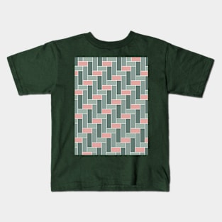 Geometric Sage and Olive Green and Pink Kids T-Shirt